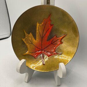 Jules Perrier Enamel On Copper Plate Autumn Motif